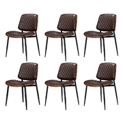 6x Dining Chairs Leather Wooden Metal Legs Walnut