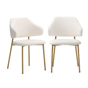 2x Dining Chair Accent Chairs Armchair Tub Armchairs Sherpa Gold&White