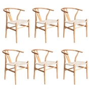 6x Dining Chair Wooden Hans Wegner Chair Wishbone Cafe Lounge Seat