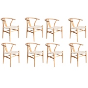 8x Dining Chair Wooden Hans Wegner Wishbone