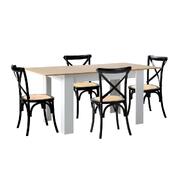 160cm Extendable Dining Table with 4PCS Chairs Crossback Black