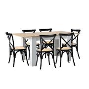 160cm Extendable Dining Table with 6PCS Chairs Crossback Black