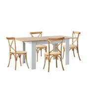 160cm Extendable Dining Table with 4PCS Chairs Crossback Wooden