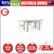 160cm Extendable Dining Table with 4PCS Dining Chairs Crossback White