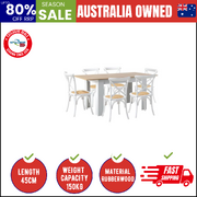 160cm Extendable Dining Table with 6PCS Dining Chairs Crossback White