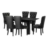 Dining Set 160cm Extendable Table with 6PCS Chairs PU Leather