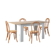 160cm Extendable Dining Table with 4PCS Crossback Dining Chairs Natural