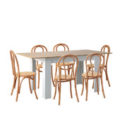 160cm Extendable Dining Table with 6PCS Crossback Dining Chairs Natural