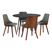 110cm Round Dining Table with 4PCS Dining Chairs Linen Grey