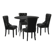 110cm Round Dining Table with 4PCS Dining Chairs Velvet Black