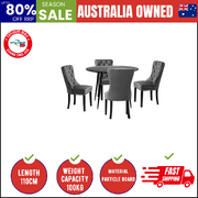 110cm Round Dining Table with 4PCS Dining Chairs Velvet Grey