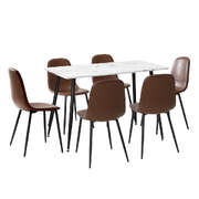 120cm Rectangle Dining Table with 6PCS Chairs PU Brown