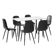 120cm Rectangle Dining Table with 6PCS Dining Chairs PU Grey