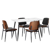 120cm Rectangle Dining Table with 4PCS Chairs PU Black