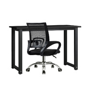 Home Office Desk and Chair Set Black Computer Desk Mesh Office Chair