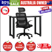 Home Office Desk and Chair Set Computer Desk Mesh Office Chair BK&WH