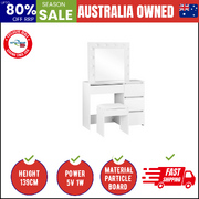 White Elegant Makeup Desk with Mirror, Storage Drawer, and 12 LED Bulbs