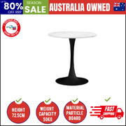 60cm Dining Table Kitchen Marble Tulip Round Metal Leg White&Black