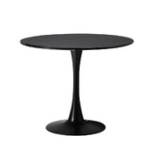 90cm Dining Table Kitchen Swivel Marble Tulip Round Metal Leg Black