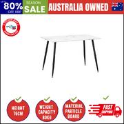 120cm Dining Table Rectangle Wooden Table With Marble Effect Metal Legs