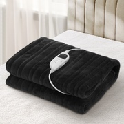 Washable Electric Heated Throw Rug Flannel Black