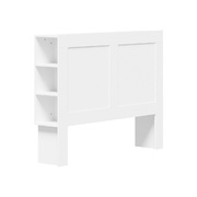 Headboard Bed Head Double Size Bedhead with Storage Shelves White