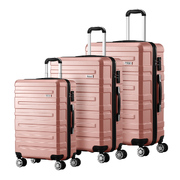 3PCS Luggage Suitcase Trolley Set Travel TSA Lock Pink