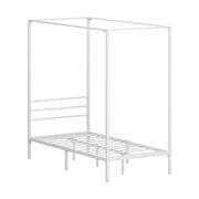 Metal Canopy Bed Frame Single Size White