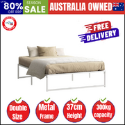 Metal Bed Frame Double Size Beds Base Platform White