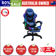 Racing Gaming Chair 7 RGB LED 8 Points Massage Black&Blue