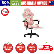 Gaming Chair 7 RGB LED 8 Points Massage Pink & White