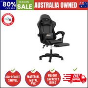 Gaming Chair with Footrest and Massage Pillow Black