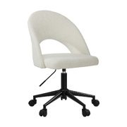 High Back Hollow Armless Home Office Chair Boucle White&Black