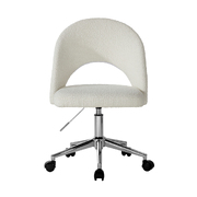 Hollow Armless Home Office Chair Boucle White&Silver