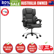  Massgae Office Chair Computer Racer PU Leather Seat Recliner Grey