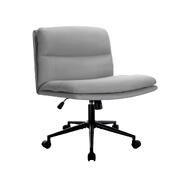 Mid Back Armless Office Desk Chair Wide Seat Linen Grey with Wheels