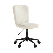 High Back Armless Home Office Chair Boucle White&Black