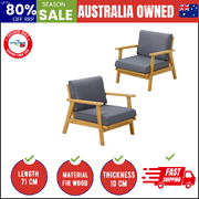 2PCS Outdoor Armchair Furniture Lounge Wooden Chair Patio Garden Sofa Set