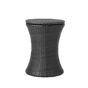 Rattan Cooler Ice Bucket Table Storage Black