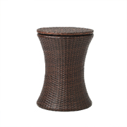 Rattan Cooler Ice Bucket Table Storage Brown