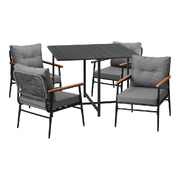 Outdoor Dining Set Patio Furniture Garden Black Table and Chairs 4 Seater