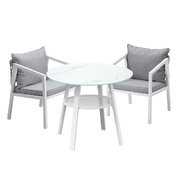 Outdoor Dining Setting Lounge Chair Patio Furniture Bistro Set 3PCS White