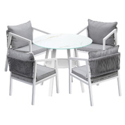 Outdoor Dining Setting Lounge Chair Patio Furniture Bistro Set 5PCS White