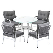 Outdoor Dining Setting Patio Furniture Set 4 Seater Tempered Glass Table