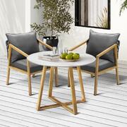 3PCS Outdoor Dining Set 90cm Table&Lounge Chairs