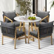 5PCS Outdoor Dining Set 90cm Table&Lounge Chairs