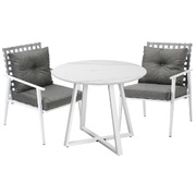 Outdoor Dining Set Patio Furniture Setting 3PCS Round Table Rattan Chair