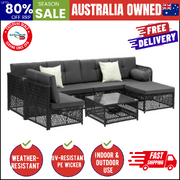 Outdoor Sofa Set 6 Seater Wicker Rattan Lounge Setting Patio Furniture