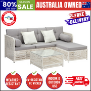 Outdoor Furniture Sofa Set 5PCS Wicker Lounge Setting Table Chairs Garden