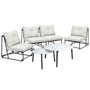 Outdoor Sofa Set Coffee Table and Chairs Beige